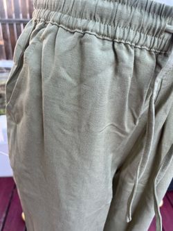 Women's Cotton Linen Wide Leg Drawstring Pants
