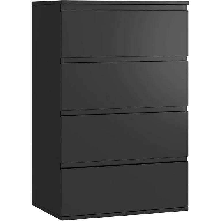 4 Drawer Black Dresser, Modern Storage Cabinet