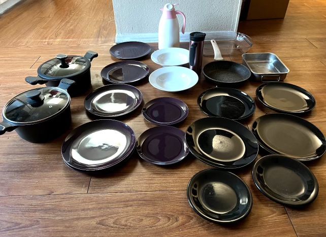 All These Kitchen Plates, Pan, Pots, Thermos, Byrax, Stove Tray for 20$