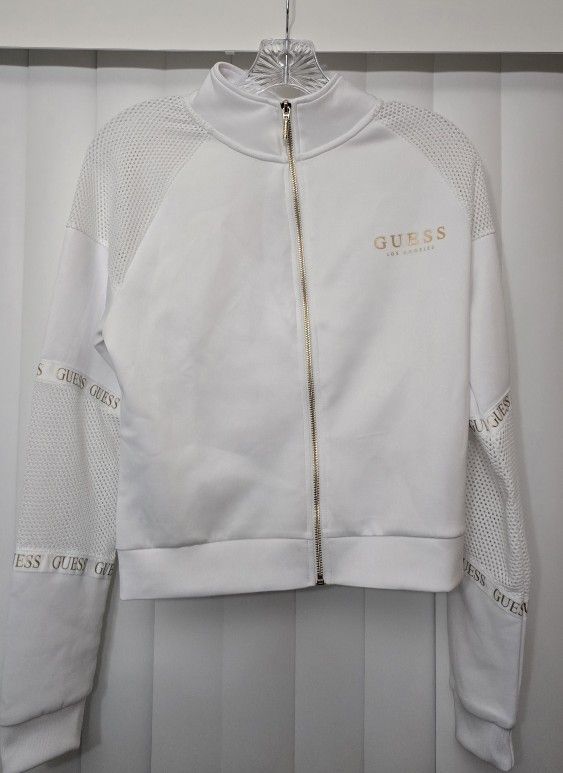 GUESS ECHO MNK FULL ZIP JACKET PURE WHITE SIZE M WOMEN’S