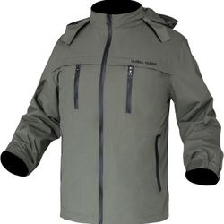 Mens Waterproof Windbreaker Lightweight Workout Jacket Sportswear with Hideaway Hood (size L)