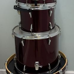 5 Pc Red Tama With Cymbals And Hardwares