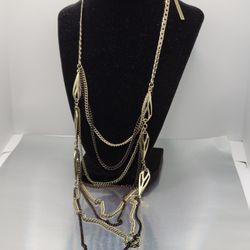 BCB GENERATION LAYERED NECKLACE, WITH LOTS OF DETAILS MIX OF SILVER TONE AND GUNMETAL, BEAUTIFUL STYLE AND ADJUSTABLE. #1041
