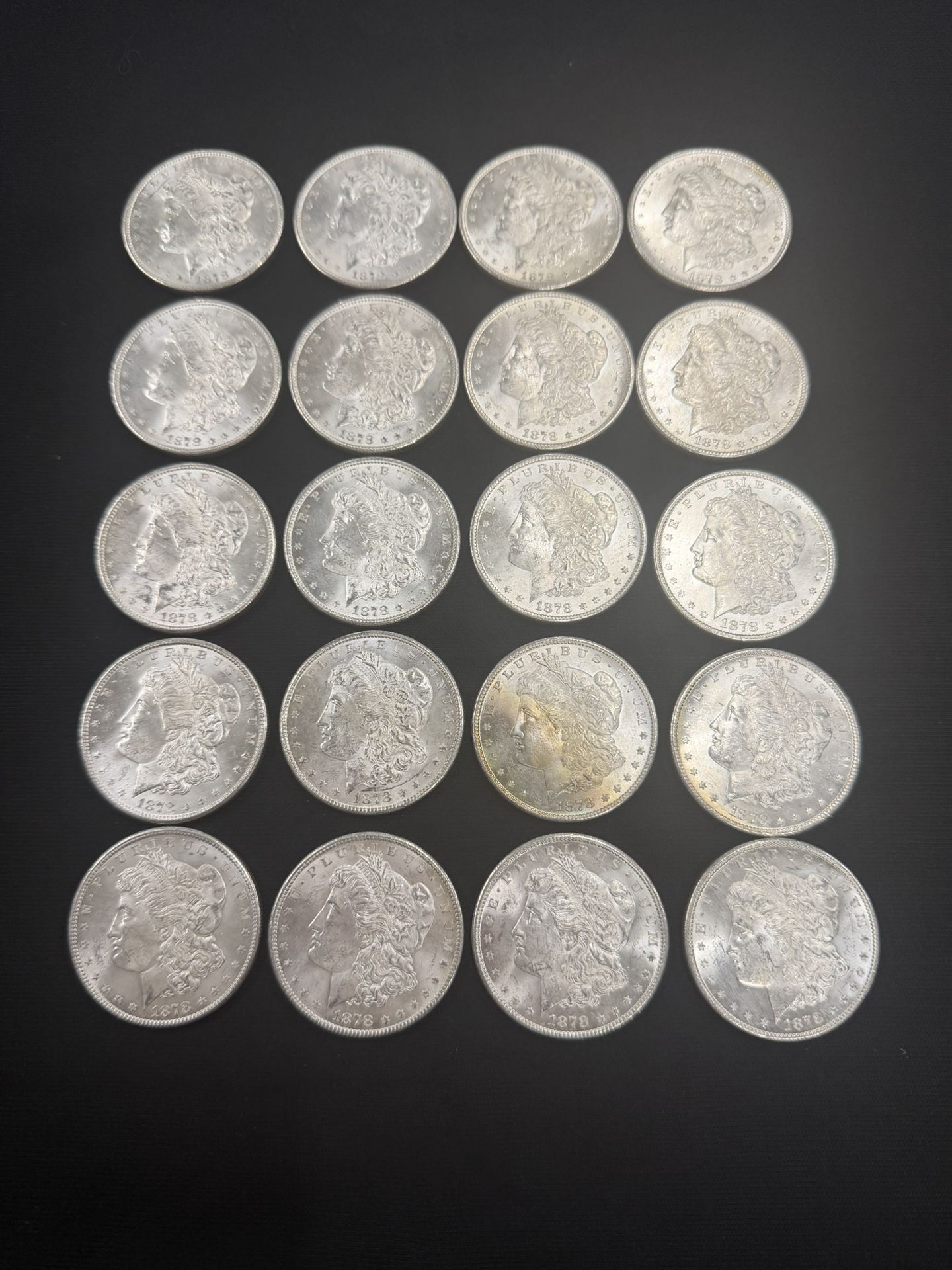 1878 S  uncirculated Morgan Silver Dollars 20 Silver Dollars Total 