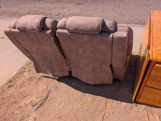 power reclining couch and convert a table with drawers