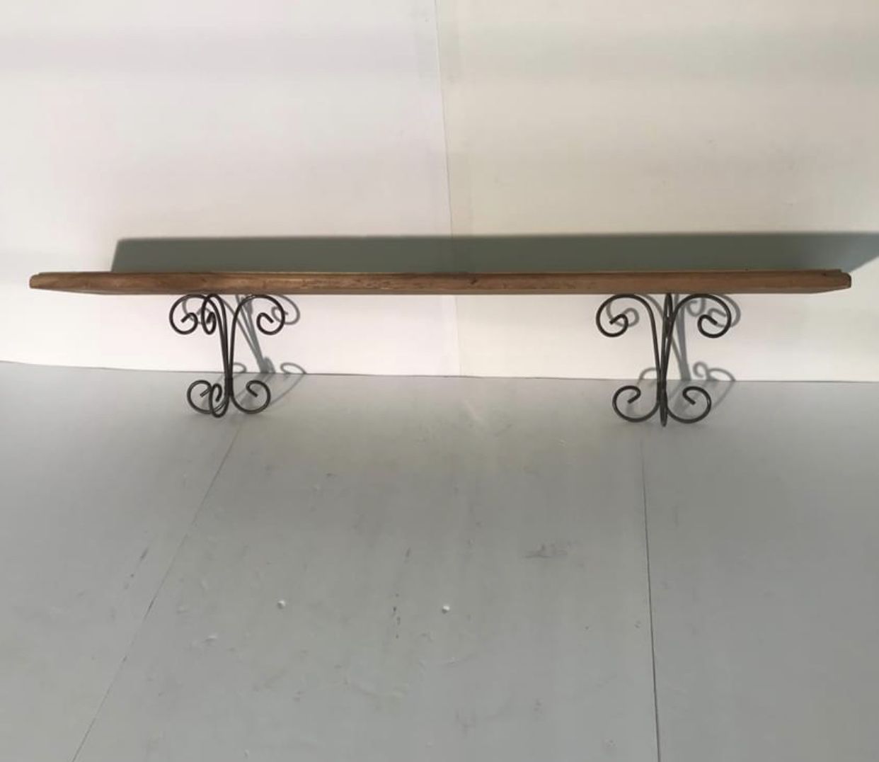 Wooden Wall Shelf - Decorative Metal Support. (36” X 7”)