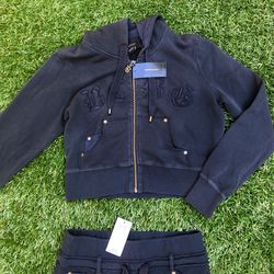 New With Tags, ($240) Black Cropped Sweatshirt And Sweats  