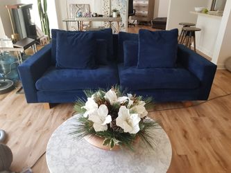 West elm sale blue sofa