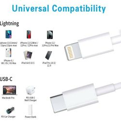 USB C to Lightning Cable iPhone Fast Charger Cable USB-C Power Delivery Charging Cord for iPhone 13/12/12 PRO Max/12 Mini/Android 1 for $3 & 4for $10 