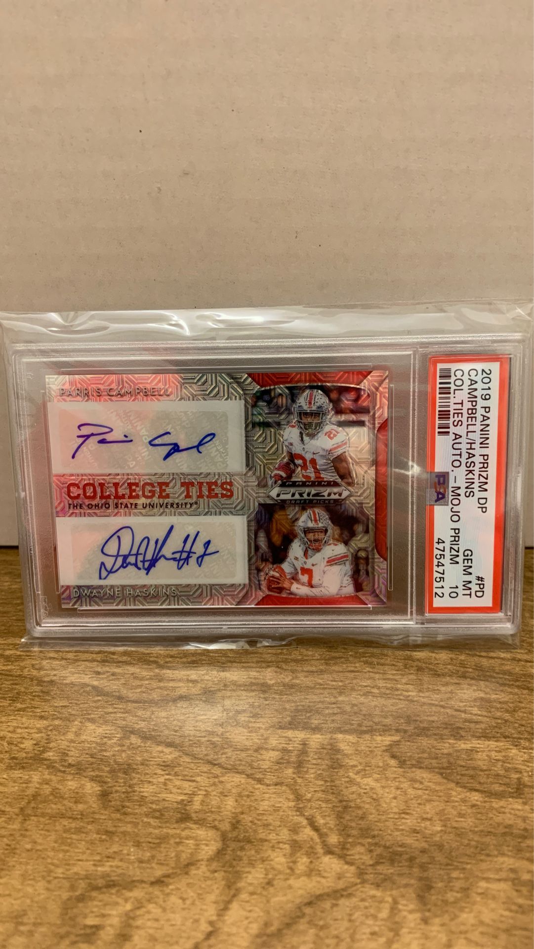 Dwayne Haskins/Parris Campbell Prizm College Ties Rookie Rc Dual Auto PSA Gem 10 Numbered /15 Ohio State Buckeyes