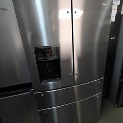 WHIRLPOOL 4 DOOR STAINLESS STEEL REFRIGERATOR 