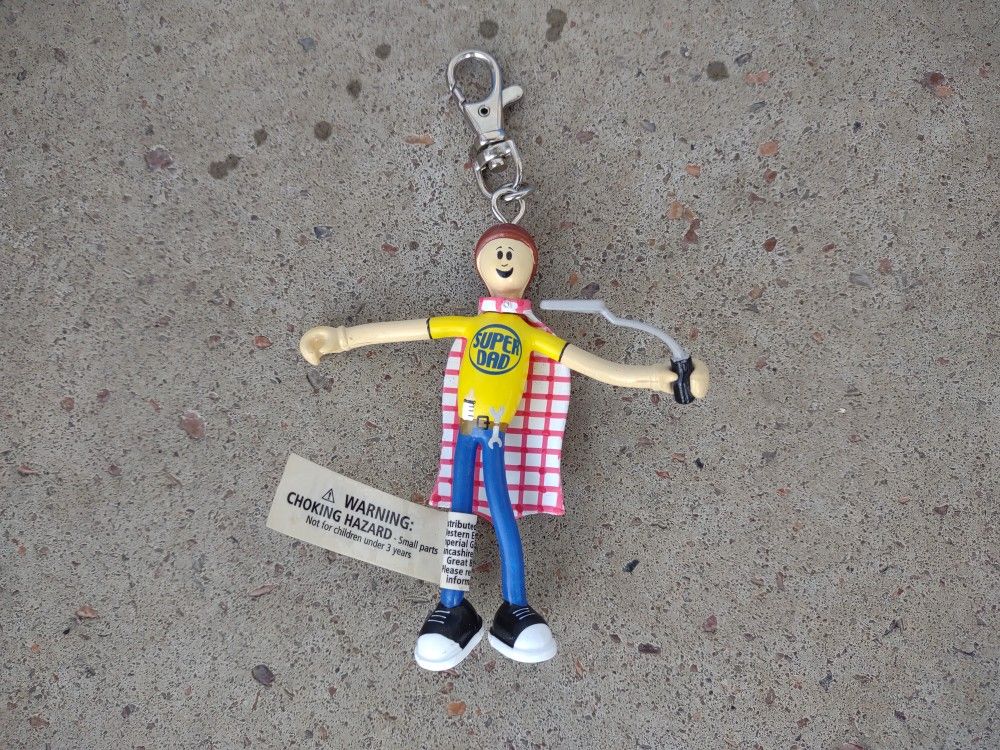 Bendy Smiley Super Dad Man Keychain Fidget Toy