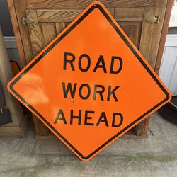 Road work ahead sign