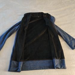 Talbots navy open sweatshirt in black micro fleece size Small