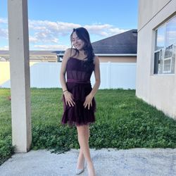 Maroon Short Homecoming Dress 