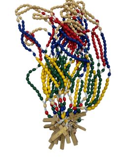 Set of 12 x Large Multicolor Catholic Rosary Wooden Beads Children Kids Christian Religious