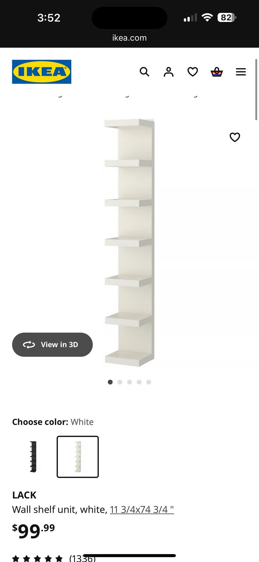 IKEA Lack Shelf 11 3/4x74 3/4”