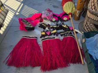 Hula Dance Costume Set with Grass Skirts