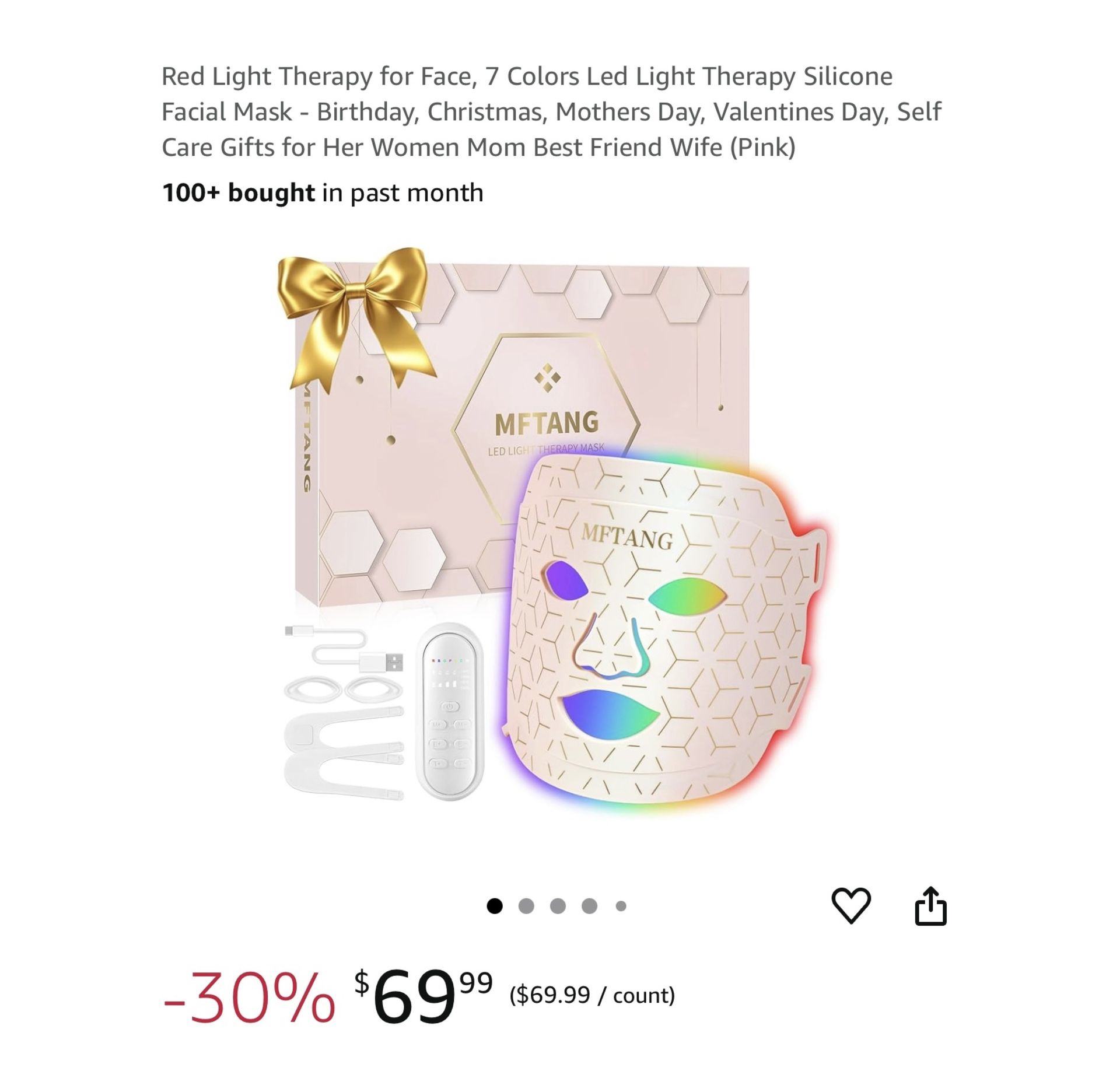 Brand new Red Light Therapy for Face, 7 Colors Led Light Therapy Silicone Facial Mask - Birthday, Christmas, Mothers Day, Valentines Day, Self Care Gi