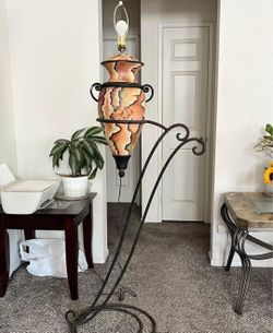 Rare Pottery Structural Standing Lamp