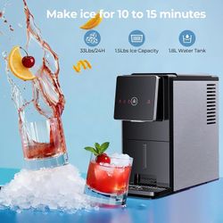 K539 $150  Countertop Nugget Ice Maker, Self-Cleaning Portable Ice Machine, 33 lb/24H, 1.8L Water Tank, 1.5 lb Ice Storage, Touch Screen & Auto Ice Dr