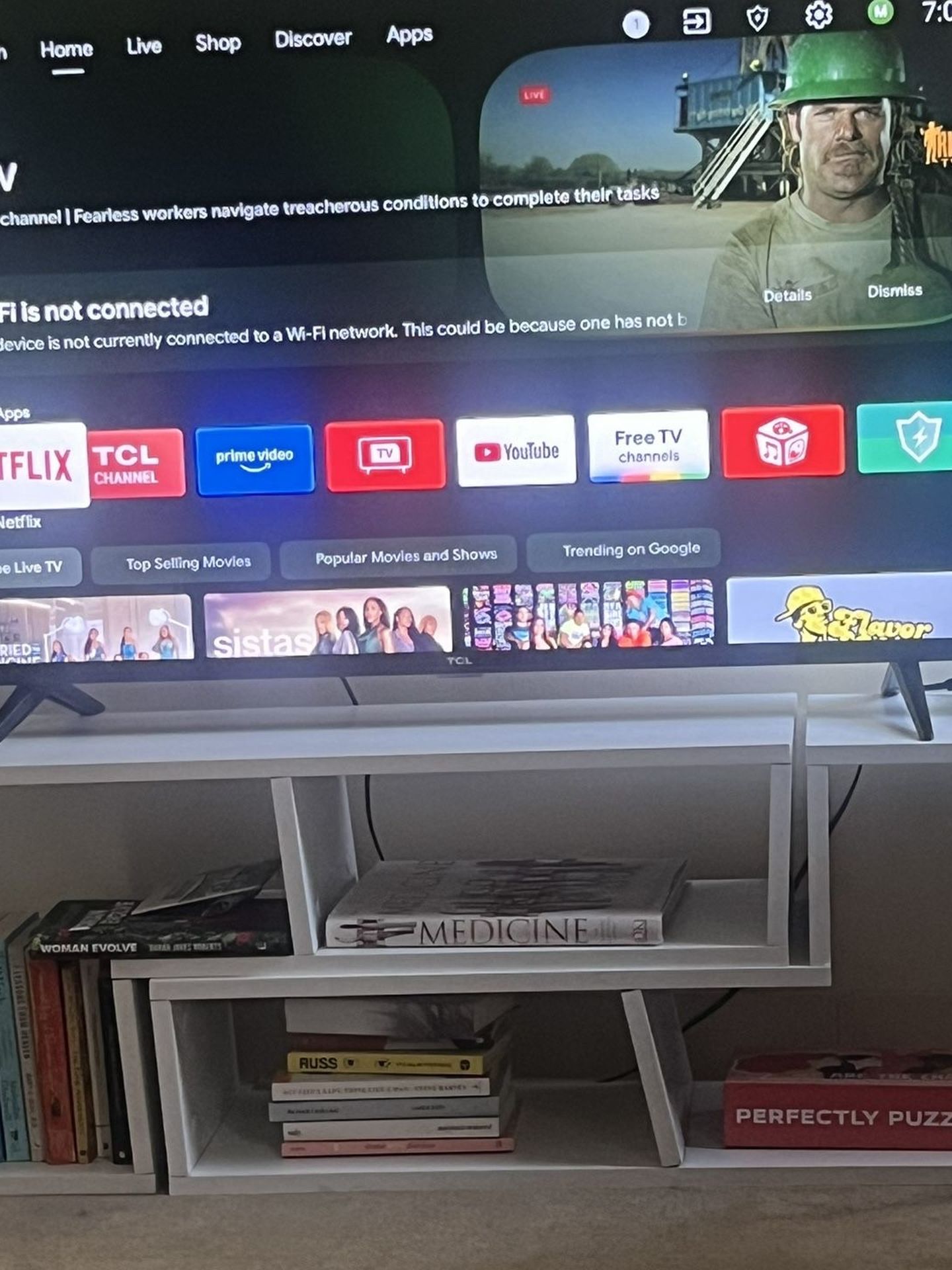 50” TCL Roku Smart TV + White Stand