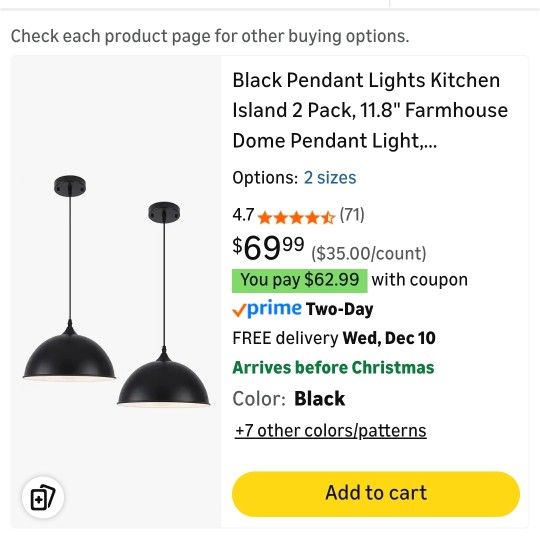 Black Pendant Lights 2ct