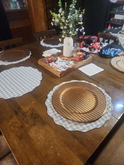 table and 6 chairs  wood