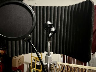 Microphone Stand, Shield, Pop Filter, & Mic Clip