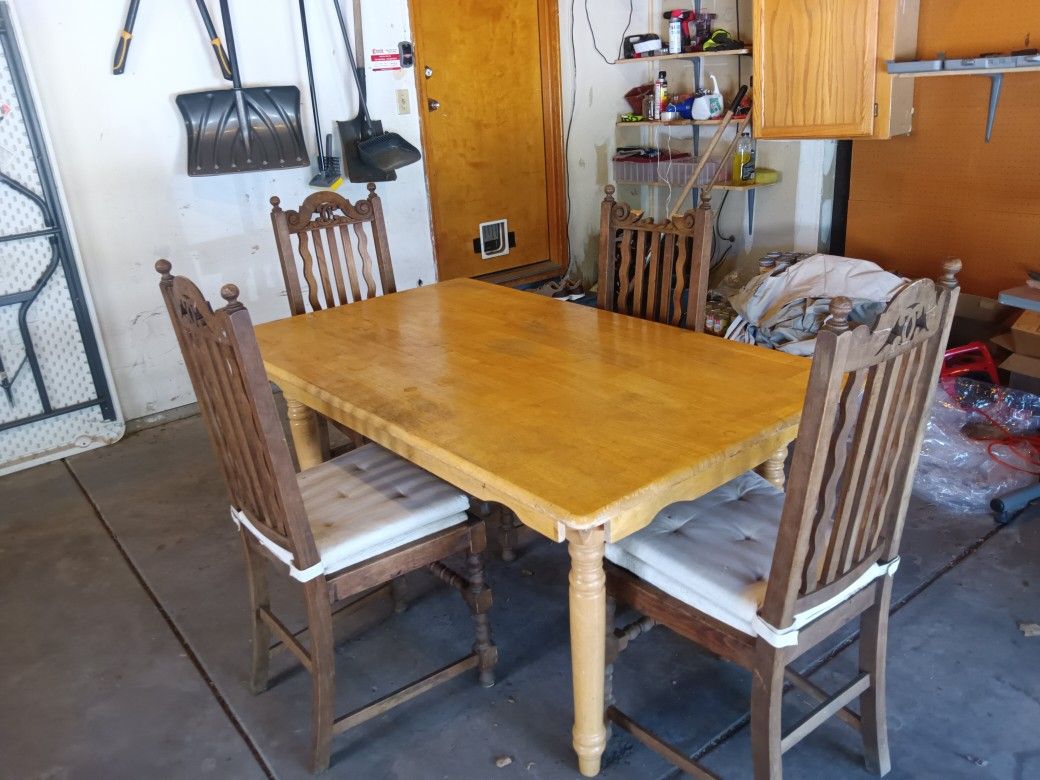 Wooden Dinner Table And 4 Chairs