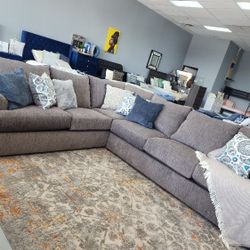 L Shape Sectional Flannel Grey 