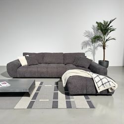 FREE DELIVERY - Boucle Sectional Gray Great Condition