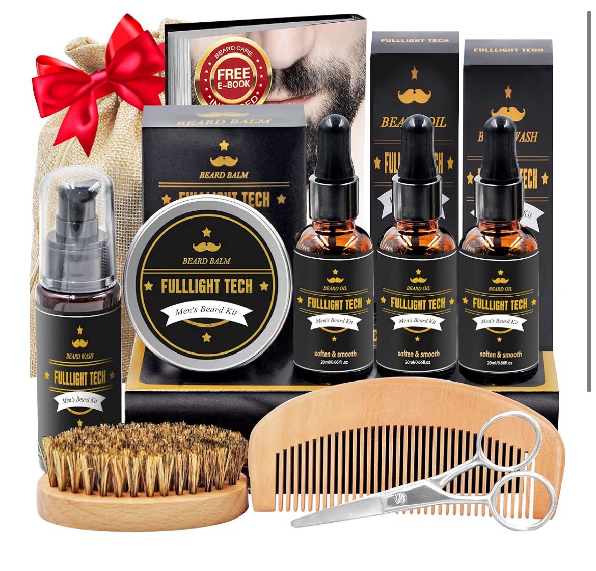 Beard Kit for Men Grooming & Care W/3 Pack Beard Oil,