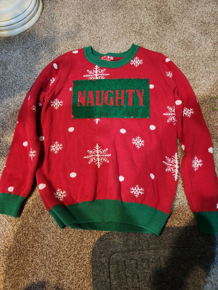 To Be Jolky Christmas Sweatshirt, Naughty Or Nice, Size Large