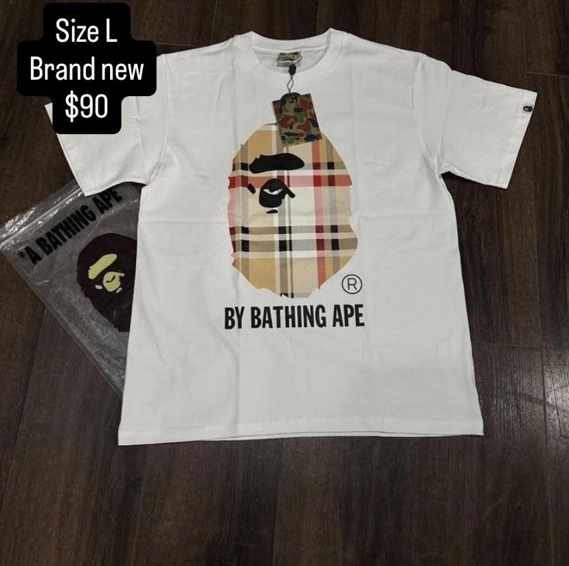 White Bape Tee Burberry Collab