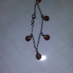 Vintage Sterling Silver And Enamel Lady Bug Bracelet