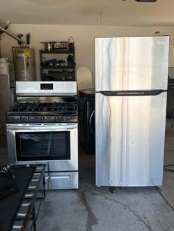 Frigidaire Stainless Steel Refrigerator and Gas Range Set