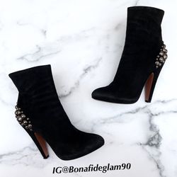 Azzedine Alaia embellished black suede ankle boots booties size IT 37 US 6.5 