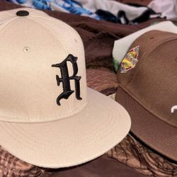 2 Brown and tan SnapBack baseball caps