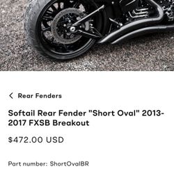 Harley Davidson Softail Short Fender With Seat 