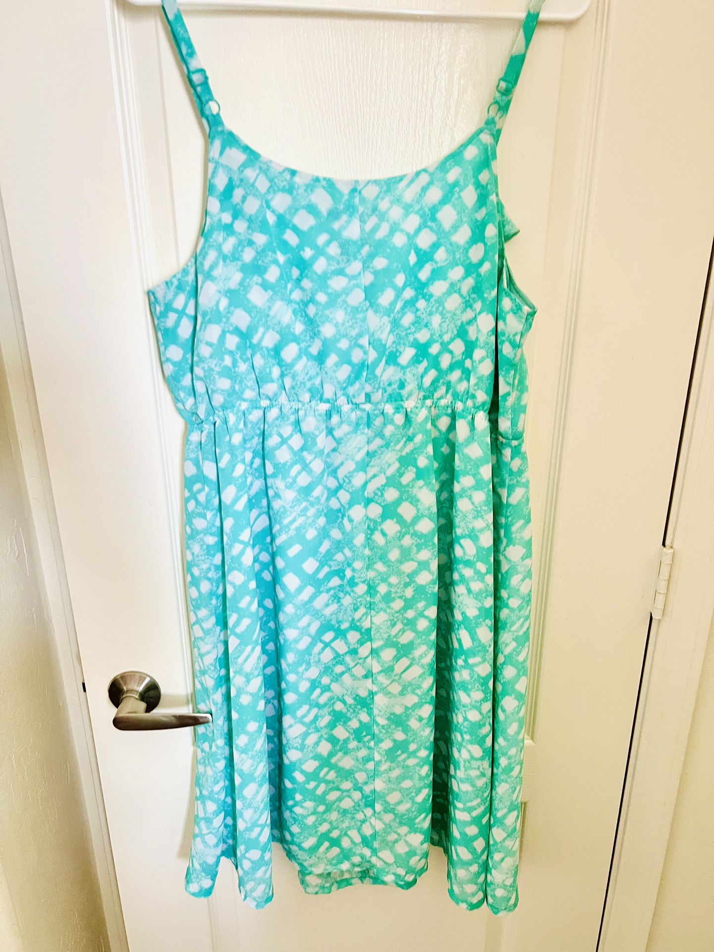 Lane Bryant Mint Green / Teal Summer dress, adjustable straps, elastic ...