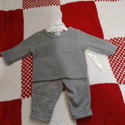 2-Set Grey Houndstooth Baby Outfit - New