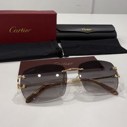 Cartier Glasses, Black Lense, Gold Frame