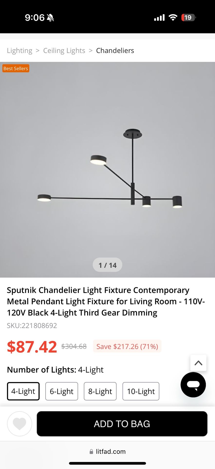 dales 4 light sputnik modern linear led chandelier