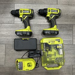RYOBI 1/2 Drill Set With Batteries. Everything Included 
