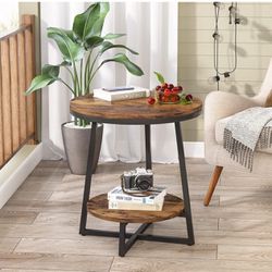 New 2 Tier Round Side Table