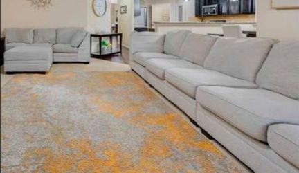 6-Piece Cream Sectional with Ottoman