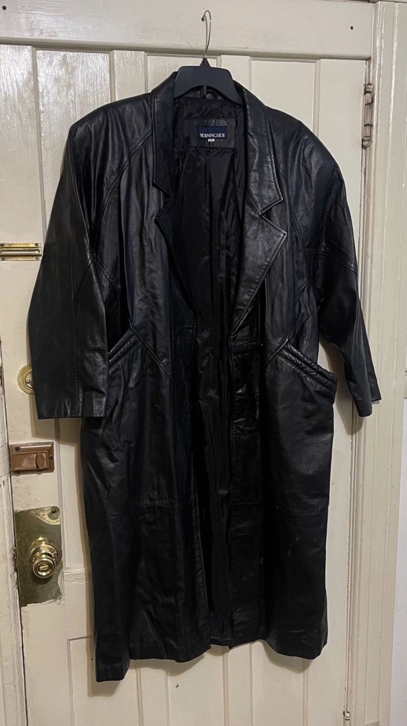 Morning side WOMEN Vintage LONG GENUINE LEATHER COAT SIZE 1X
