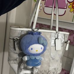 RARE vintage coach white silver patchwork tote