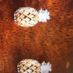 Silver half pineapple earrings two tone